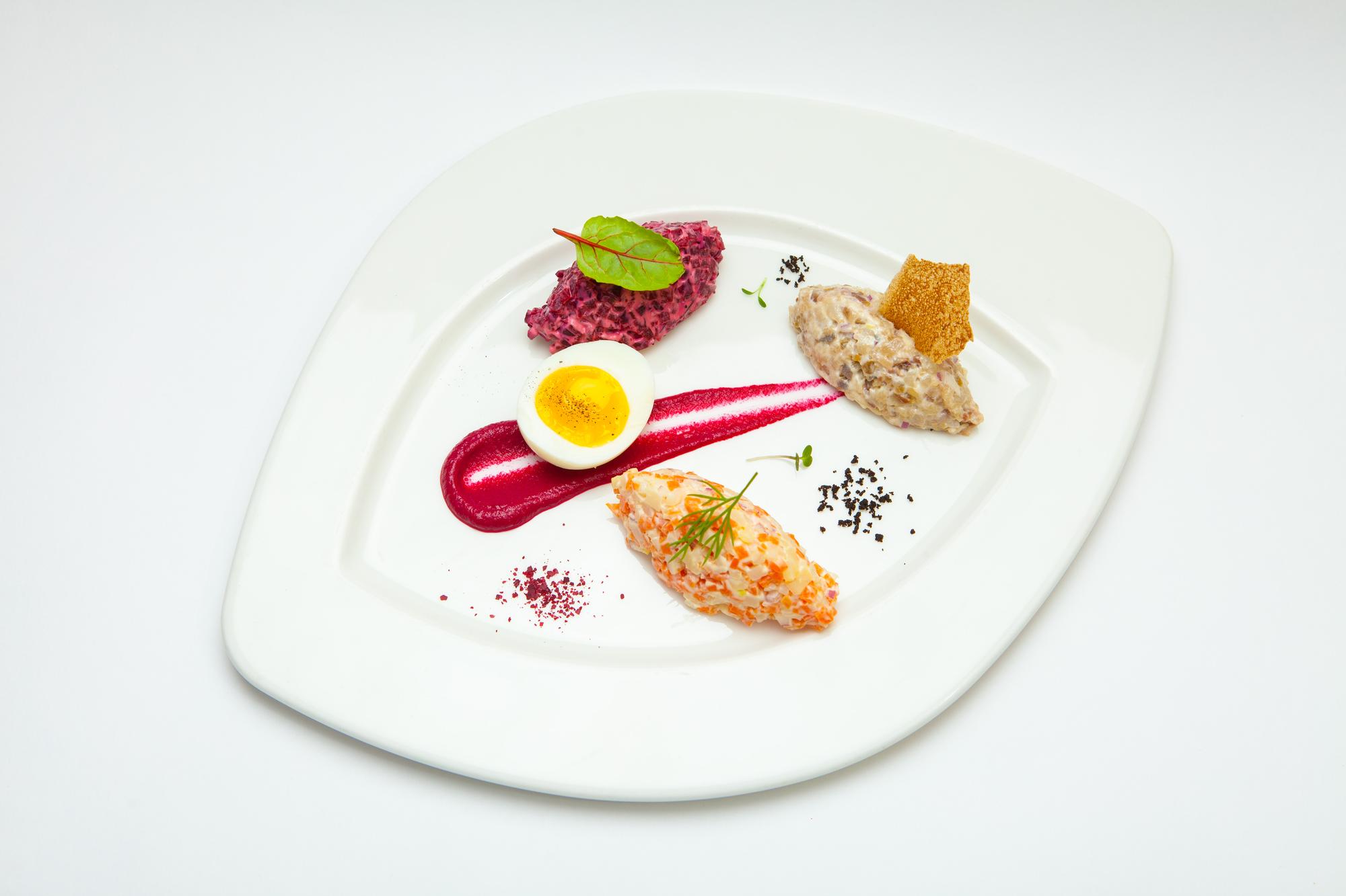 Large spread of plated dishes